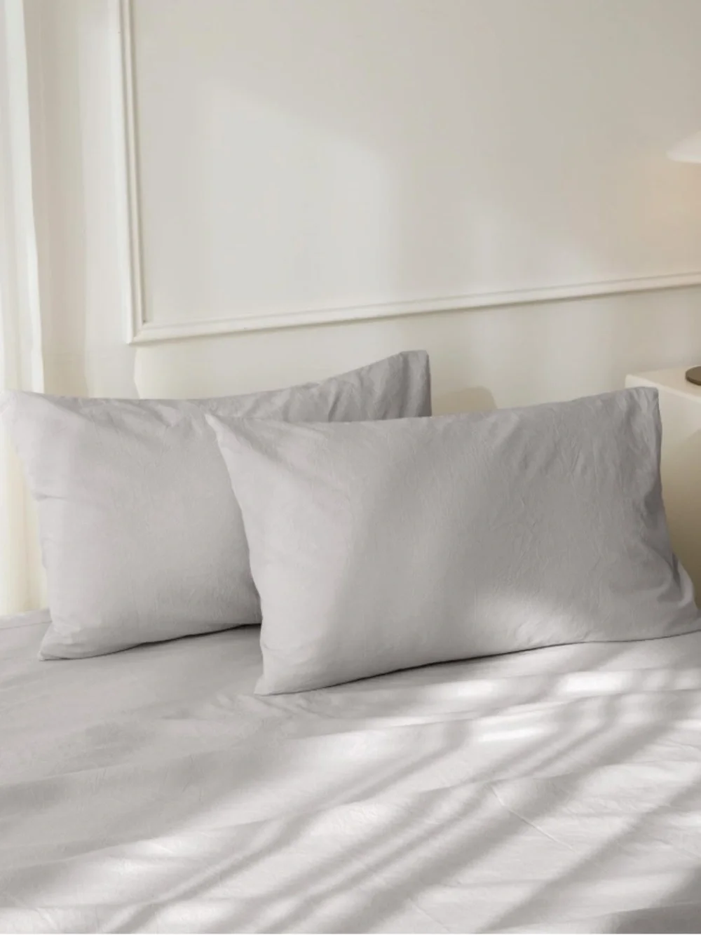 Pastel Gray Pillowcases with Envelope Closure 100% Washed Cotton QUEEN 20x30”